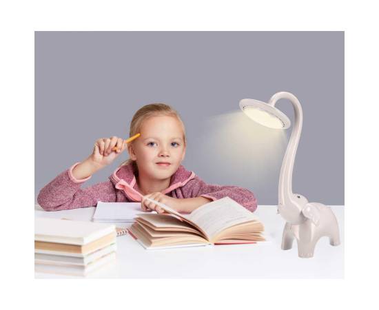 Lampa de birou, jumi, model elefant, lumina led reglabila, alb, 9x38 cm, 6 image