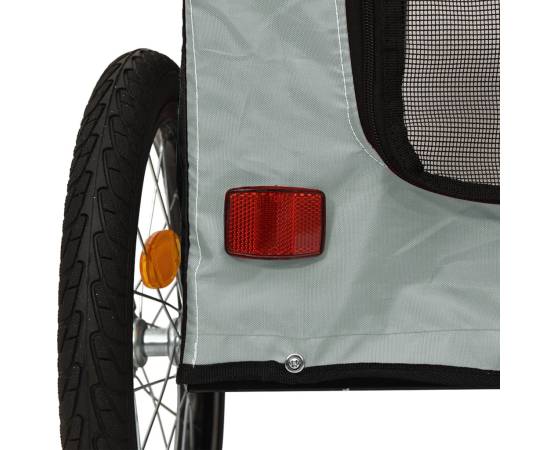 Remorcă bicicletă animale companie gri/negru textil oxford/fier, 11 image