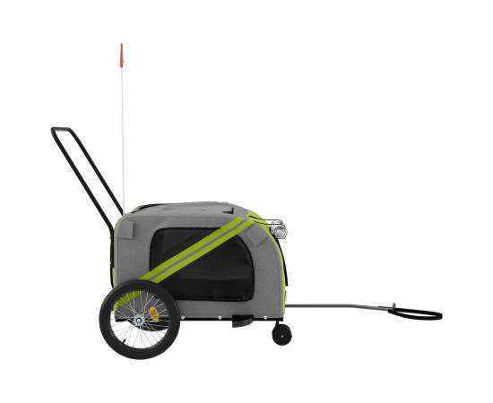 Remorcă bicicletă animale companie verde/gri textil oxford/fier, 6 image
