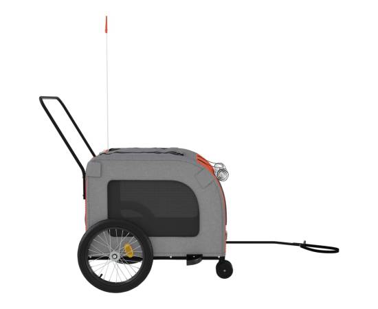 Remorcă de bicicletă animale portocaliu/gri, textil oxford/fier, 6 image