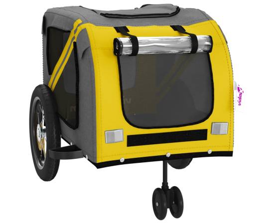 Remorcă de bicicletă câini galben&negru textil oxford&fier, 5 image