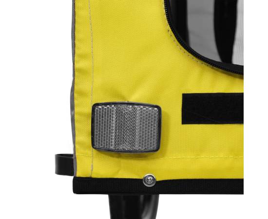 Remorcă de bicicletă câini galben&negru textil oxford&fier, 11 image