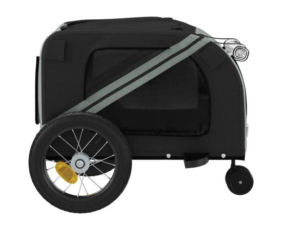 Remorcă de bicicletă câini gri&negru textil oxford&fier, 7 image