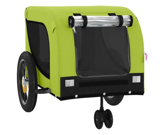 Remorcă de bicicletă câini verde&negru textil oxford&fier, 4 image