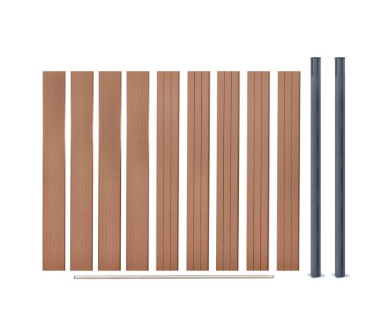 Set panouri pentru gard, maro, 180x186 cm, wpc, 7 image