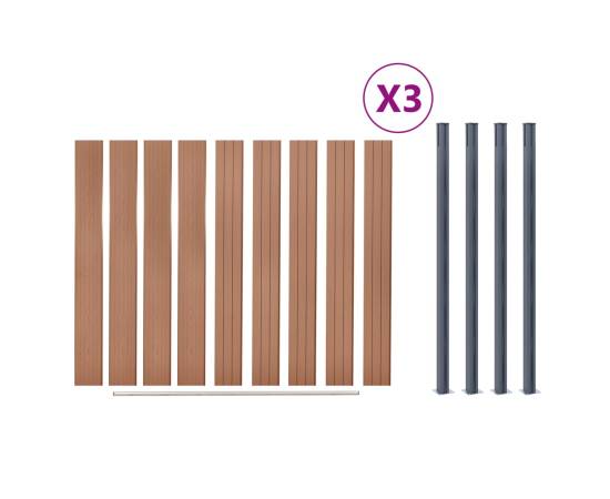 Set panouri pentru gard, maro, 526x186 cm, wpc, 8 image