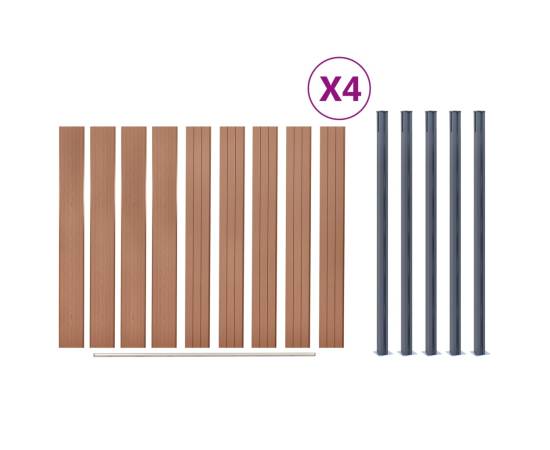 Set panouri pentru gard, maro, 699x186 cm, wpc, 8 image