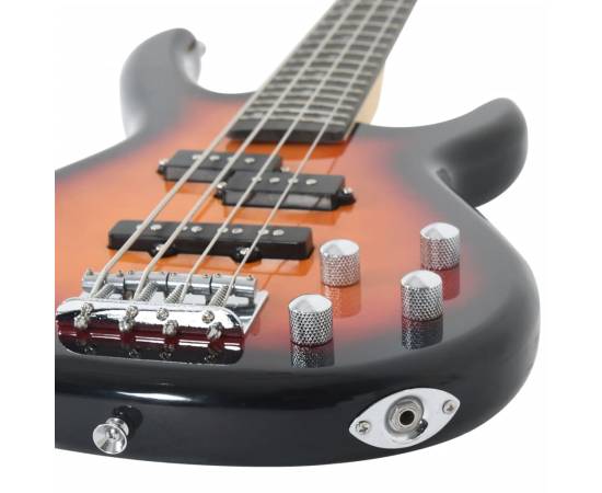 Chitara bass electrică începători, cu husă, maro/negru, 4/4 46", 7 image