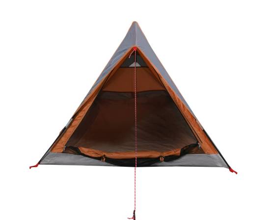 Cort camping 2 pers. gri/portocaliu 200x120x88/62cm tafta 185t, 5 image