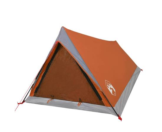 Cort camping 2 pers. gri/portocaliu 200x120x88/62cm tafta 185t, 4 image