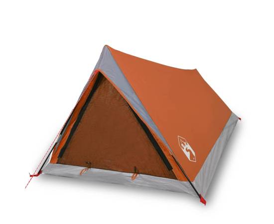 Cort camping 2 pers. gri/portocaliu 200x120x88/62cm tafta 185t, 2 image