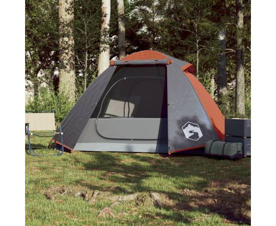 Cort camping 2 persoane gri/portocaliu 224x248x118cm tafta 185t, 3 image