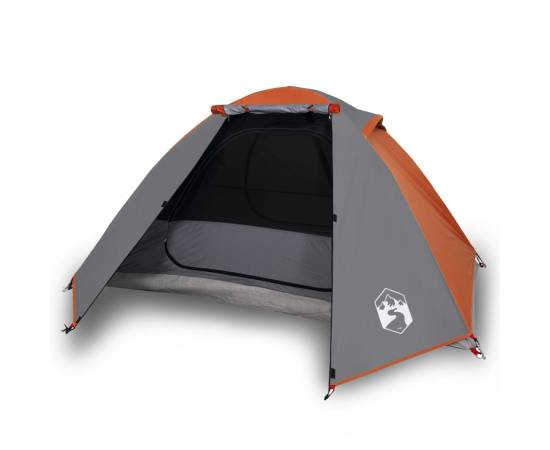 Cort camping 2 persoane gri/portocaliu 224x248x118cm tafta 185t, 2 image