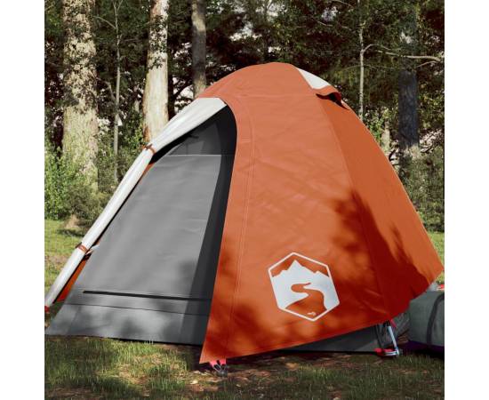 Cort camping 2 persoane gri/portocaliu 254x135x112cm tafta 185t
