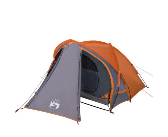 Cort camping 2 persoane gri/portocaliu 320x140x120cm tafta 185t, 4 image