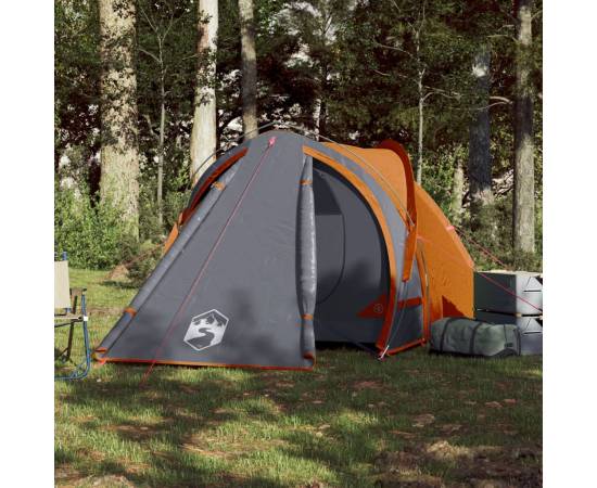 Cort camping 2 persoane gri/portocaliu 320x140x120cm tafta 185t, 3 image