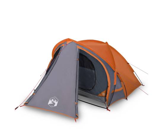 Cort camping 2 persoane gri/portocaliu 320x140x120cm tafta 185t, 2 image