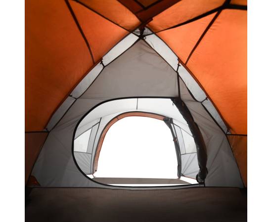 Cort camping 4 persoane gri/portocaliu 300x250x132cm tafta 185t, 9 image