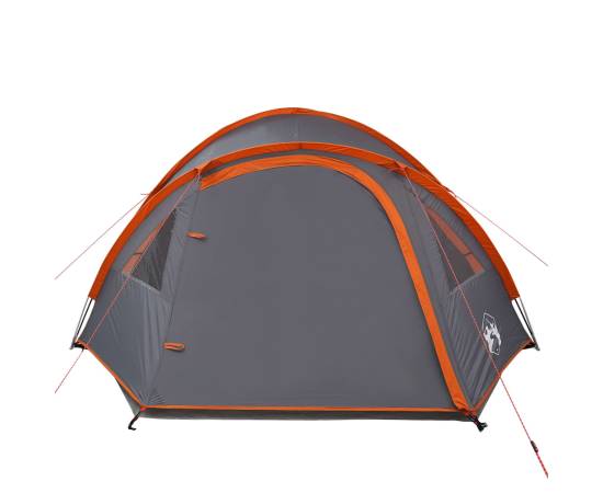 Cort camping 4 persoane gri/portocaliu 300x250x132cm tafta 185t, 6 image
