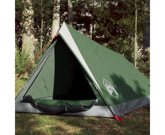 Cort de camping 2 persoane, verde, 200x120x88/62 cm, tafta 185t