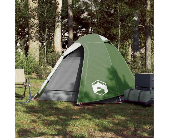 Cort de camping 2 persoane, verde, 254x135x112 cm, tafta 185t, 3 image