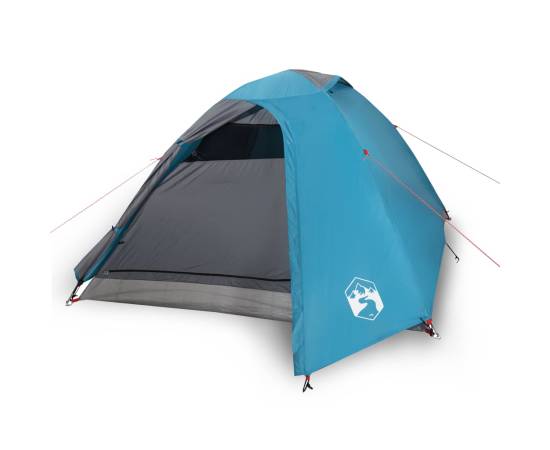 Cort de camping 2 persoane albastru, 264x210x125 cm, tafta 185t, 2 image