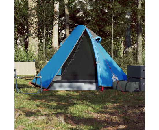 Cort de camping 2 persoane albastru, 267x154x117 cm, tafta 185t, 3 image
