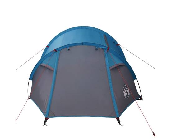 Cort de camping 3 persoane albastru, 370x185x116 cm, tafta 185t, 6 image