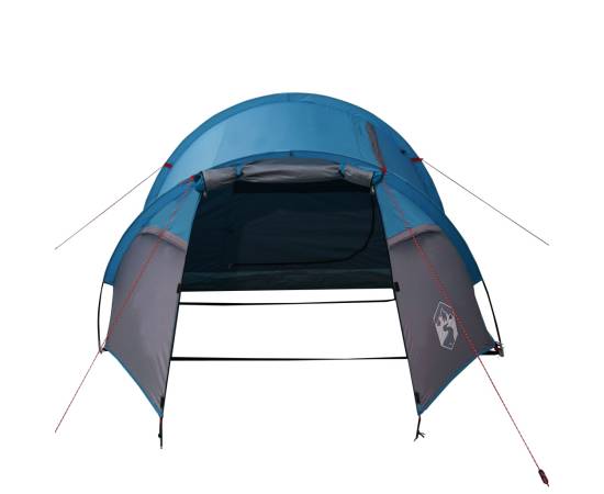 Cort de camping 3 persoane albastru, 370x185x116 cm, tafta 185t, 5 image