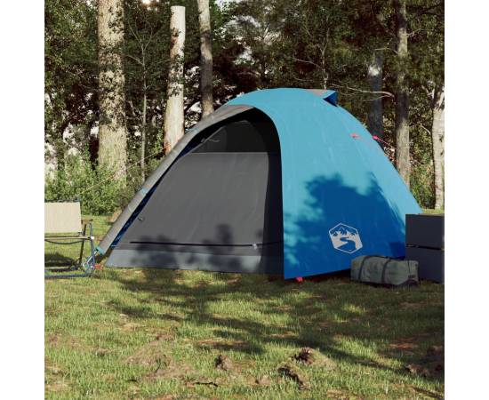Cort de camping 4 persoane albastru, 267x272x145 cm, tafta 185t, 3 image