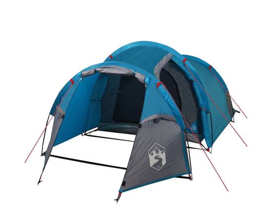Cort de camping 4 persoane albastru, 360x135x105 cm, tafta 185t, 4 image
