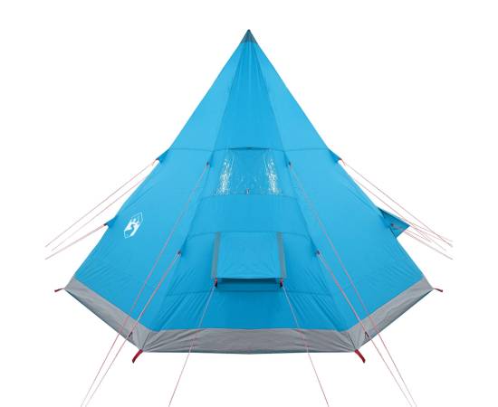 Cort de camping 4 persoane albastru, 367x367x259 cm, tafta 185t, 7 image
