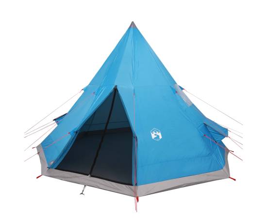 Cort de camping 4 persoane albastru, 367x367x259 cm, tafta 185t, 4 image