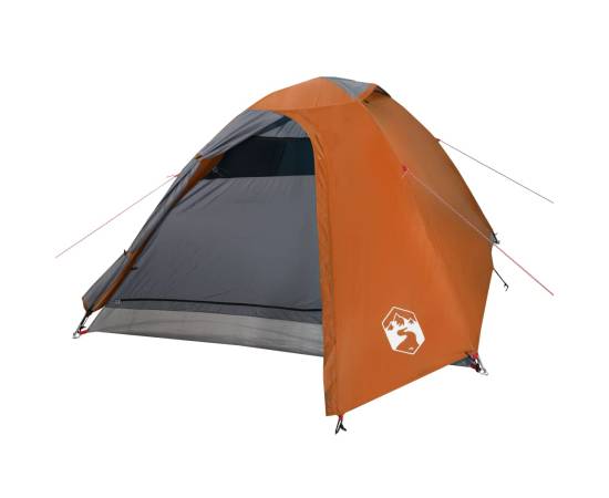 Cort camping 2 persoane gri/portocaliu 264x210x125cm tafta 185t, 4 image