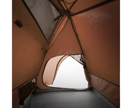 Cort camping 2 persoane gri/portocaliu 264x210x125cm tafta 185t, 10 image