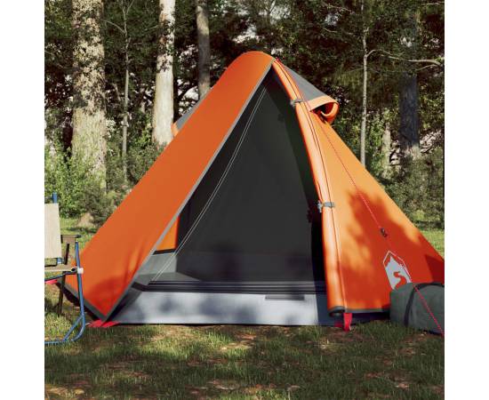 Cort camping 2 persoane gri/portocaliu 267x154x117cm tafta 185t