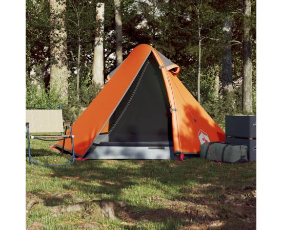 Cort camping 2 persoane gri/portocaliu 267x154x117cm tafta 185t, 3 image