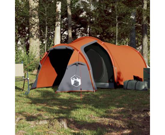 Cort camping 3 persoane gri/portocaliu 370x185x116cm tafta 185t, 3 image