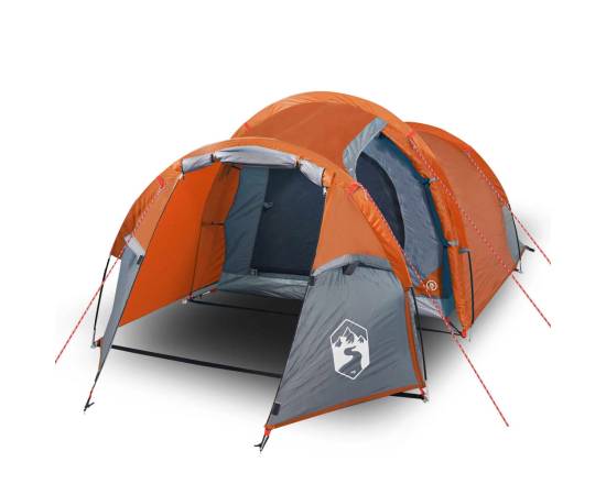 Cort camping 3 persoane gri/portocaliu 370x185x116cm tafta 185t, 2 image