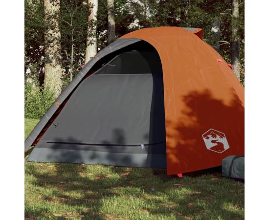 Cort camping 4 persoane gri/portocaliu 267x272x145cm tafta 185t