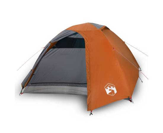 Cort camping 4 persoane gri/portocaliu 267x272x145cm tafta 185t, 2 image