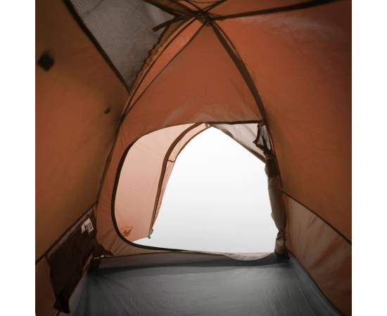 Cort camping 4 persoane gri/portocaliu 267x272x145cm tafta 185t, 10 image