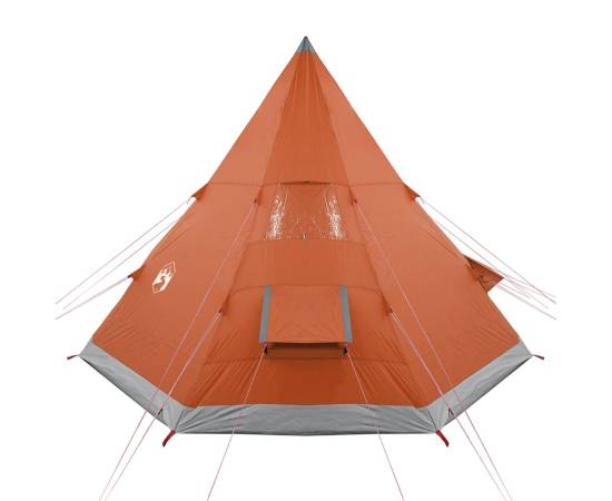 Cort camping 4 persoane gri/portocaliu 367x367x259cm tafta 185t, 7 image
