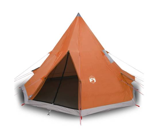 Cort camping 4 persoane gri/portocaliu 367x367x259cm tafta 185t, 2 image