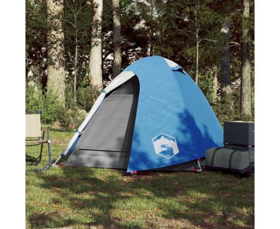Cort de camping 2 persoane albastru, 254x135x112 cm, tafta 185t, 3 image