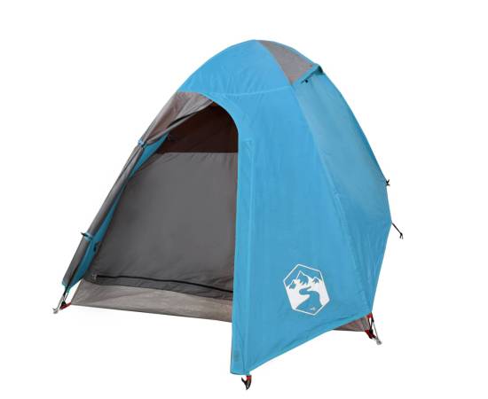 Cort de camping 2 persoane albastru, 254x135x112 cm, tafta 185t, 4 image
