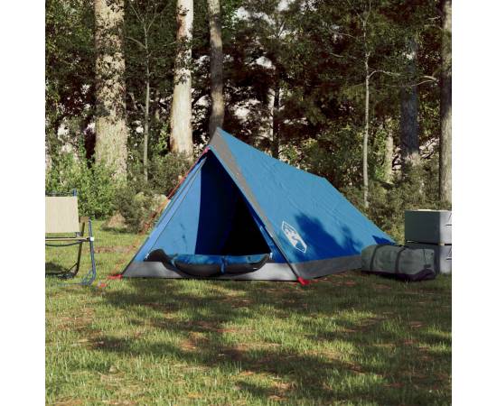 Cort de camping 2 persoane albastru 200x120x88/62 cm tafta 185t, 3 image
