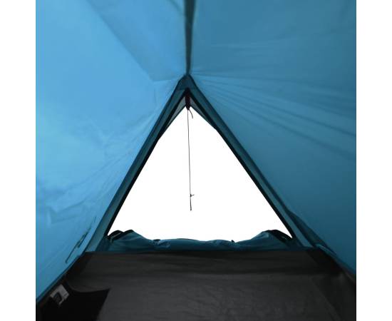 Cort de camping 2 persoane albastru 200x120x88/62 cm tafta 185t, 9 image