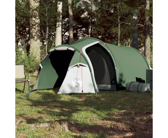 Cort de camping 3 persoane, verde, 370x185x116 cm, tafta 185t, 3 image
