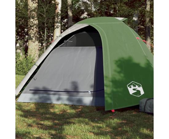 Cort de camping 4 persoane, verde, 267x272x145 cm, tafta 185t